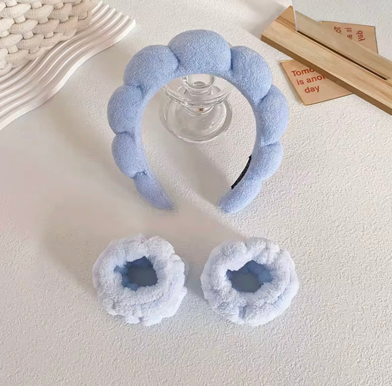 Kits bandeaux et manchettes éponge doux et moelleux