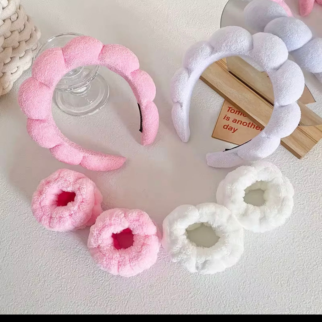 Kits bandeaux et manchettes éponge doux et moelleux