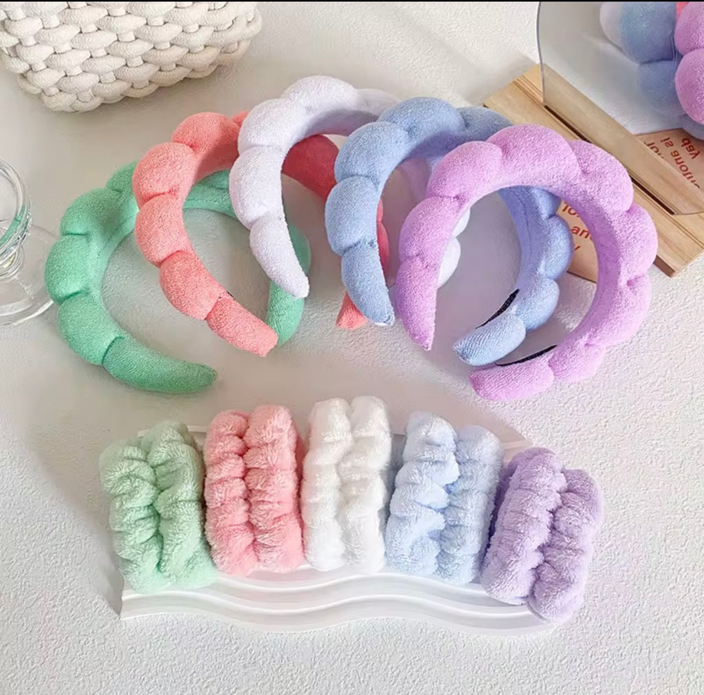 Kits bandeaux et manchettes éponge doux et moelleux